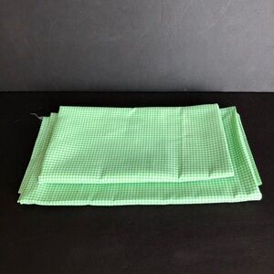 Vintage Gingham Plaid Fabric Green Cotton  45" x 58", 45"x 51" Crafting